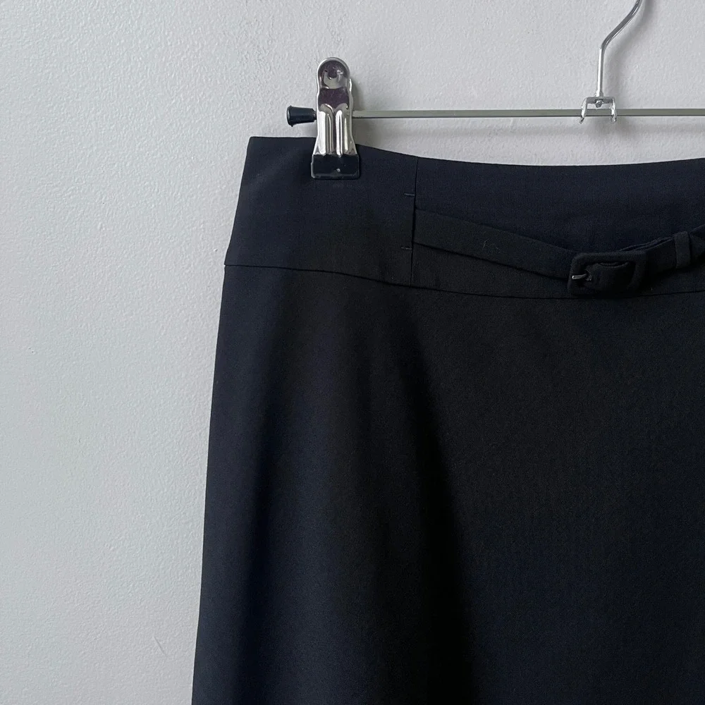 Vintage Ann Taylor Skirt Women's 2 Black Bow Belt Feminine Witchy Corp Goth Vamp